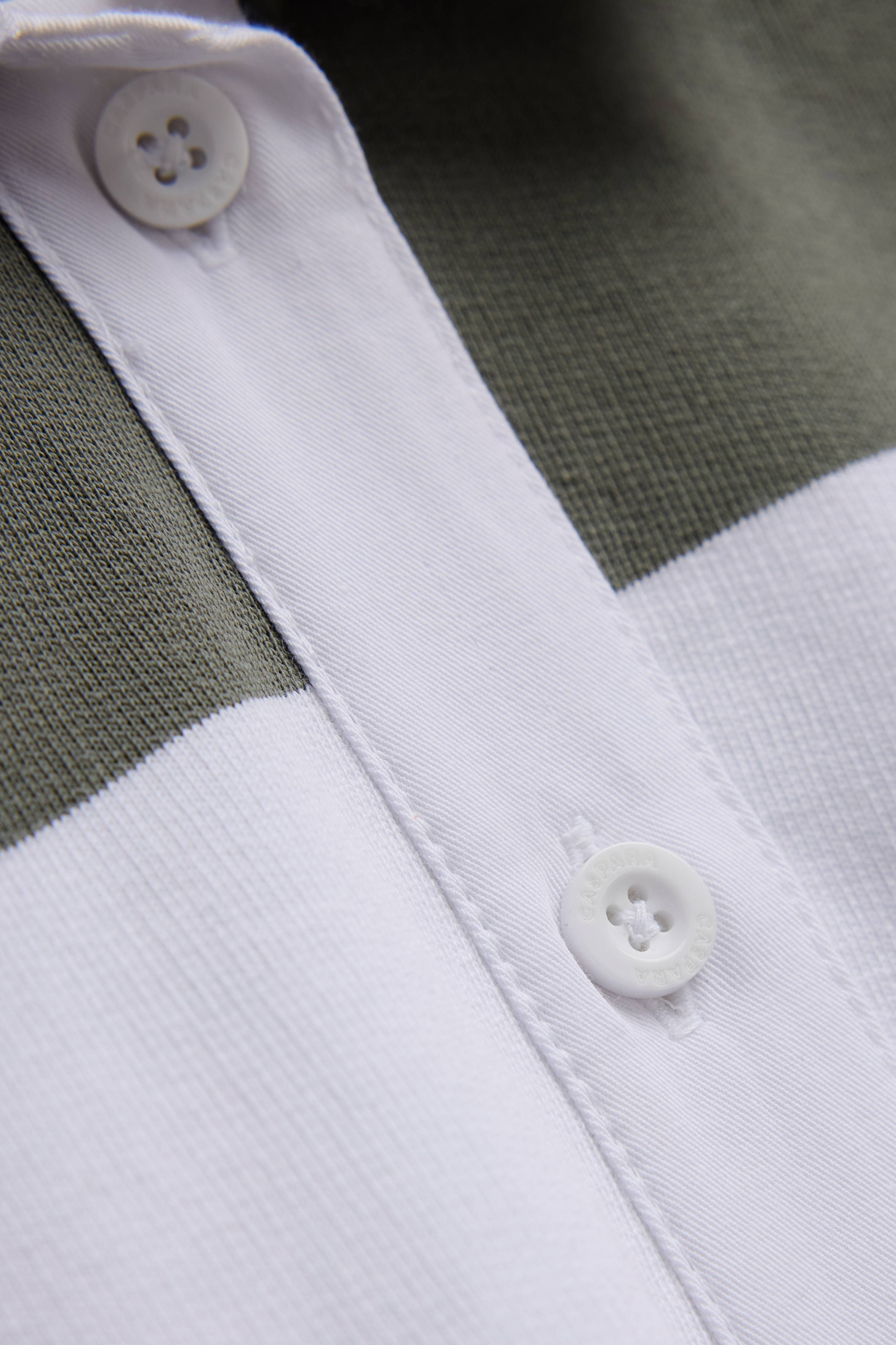 M. Cotton Rugby Shirt - Stripes White/Dark Olive